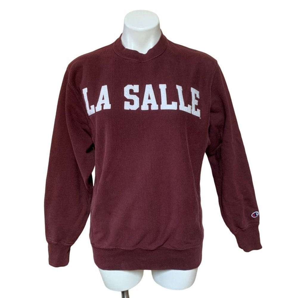 Champion Reverse Weave Mens LA SALLE Academy Crimson Sweatshirt Small
